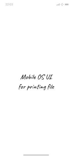 Screen showing a placeholder for a mobile printing UI